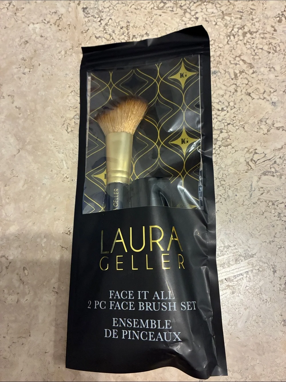 Laura Geller Gold and Black 2-Piece Face Brush Set
